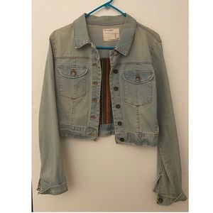 Crop Top Tribal Print Jean Jacket